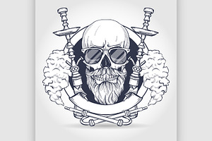 Color Hipster Skull