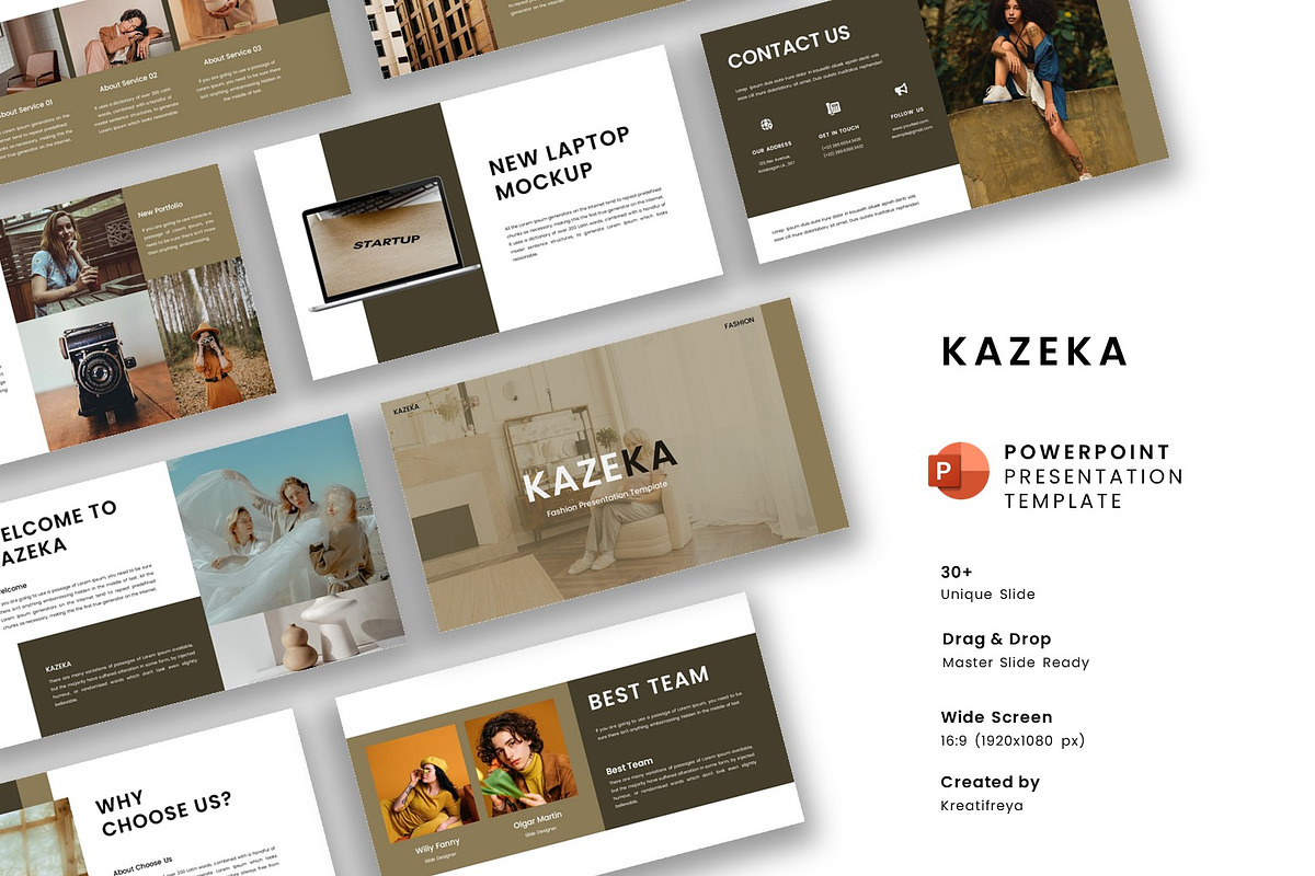 Kazeka – Fashion PowerPoint Template, a Presentation Template by kreatifreya (Photo 1 of 5)