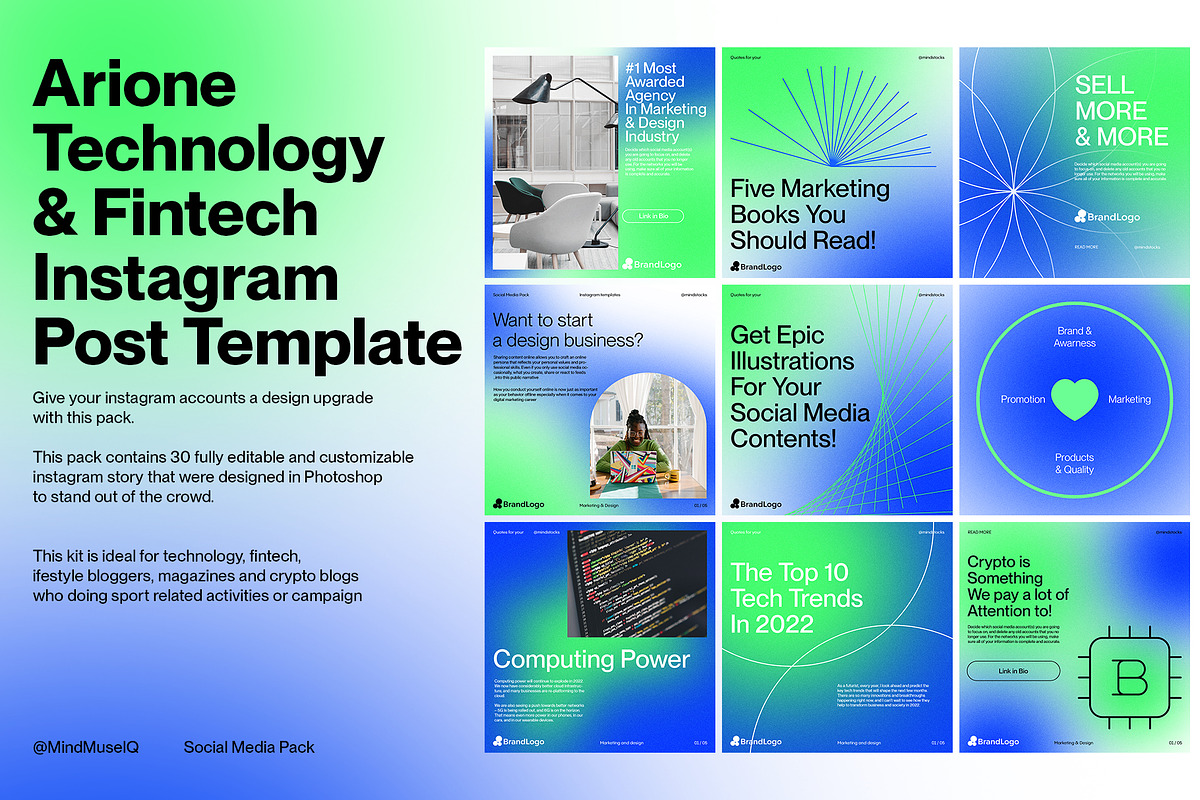 Arione Instagram template pack, a Social Media Template by MindMuse (Photo 2 of 9)