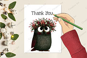 Whimsical & Quirky Owl Clipart, an Illustration by Creative Art (Thumbnail 9 of 10)