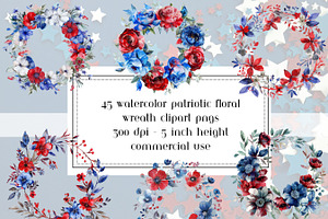 Patriotic Watercolor Floral Wreaths