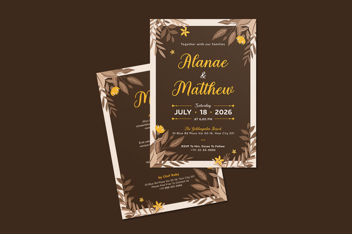 Minos Floral Wedding Invitation, an Invitation Template by iDoodle Studio (Photo 2 of 4)