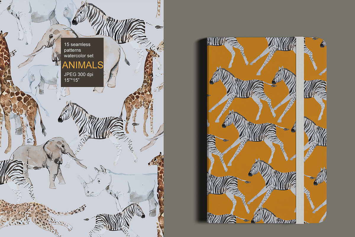 Animal watercolor seamless pack, a Pattern Graphic by PatternsBlooming (Photo 7 of 9)