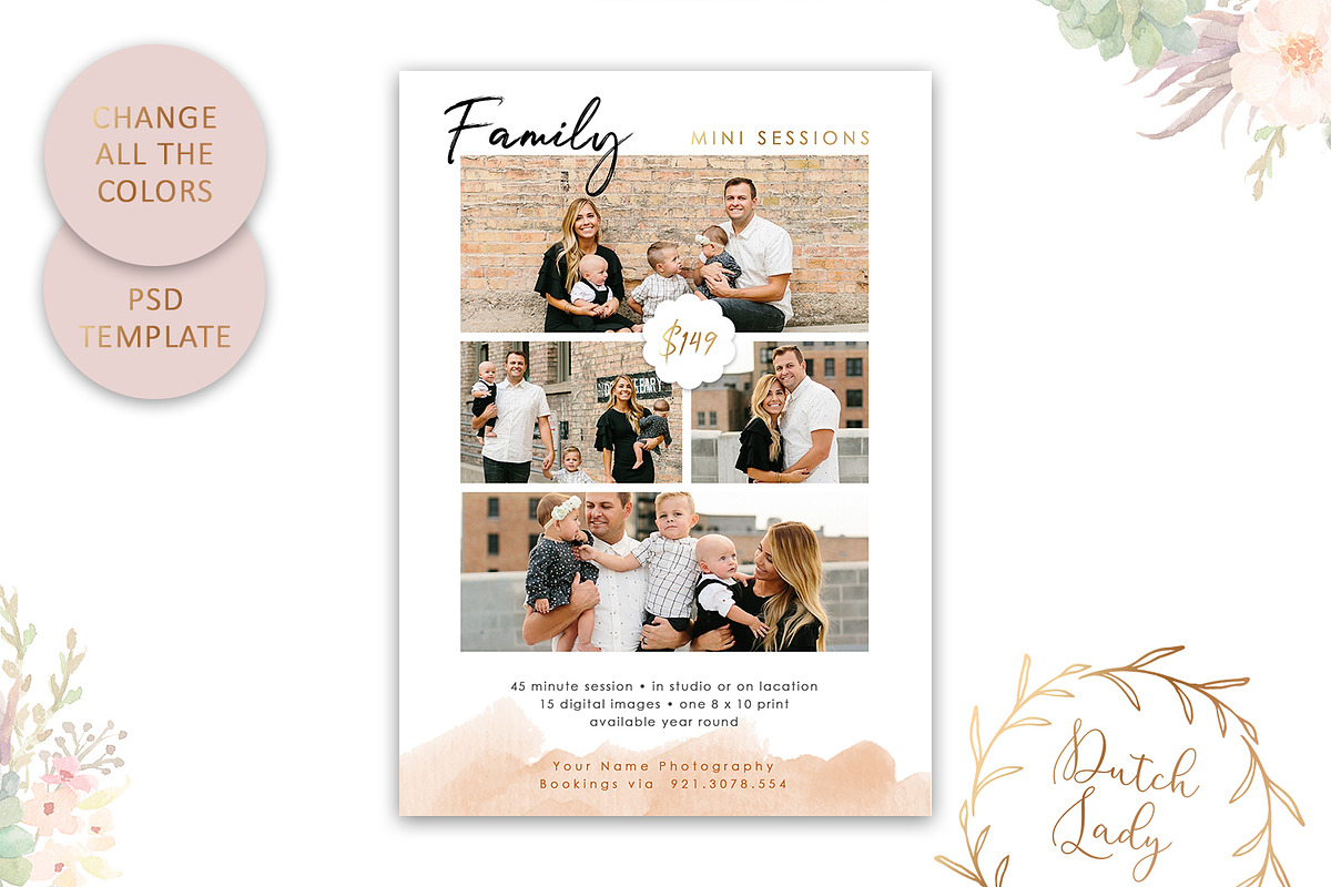 PSD Photo Session Card Template #45, a Card Template by The Dutch Lady ...