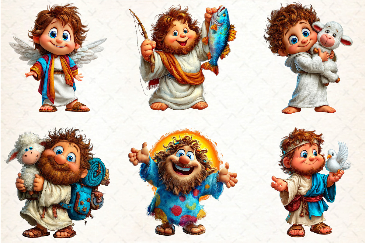 Funny Kawaii Jesus Clipart Bundle, an Illustration by DreamCafeArt (Photo 6 of 8)