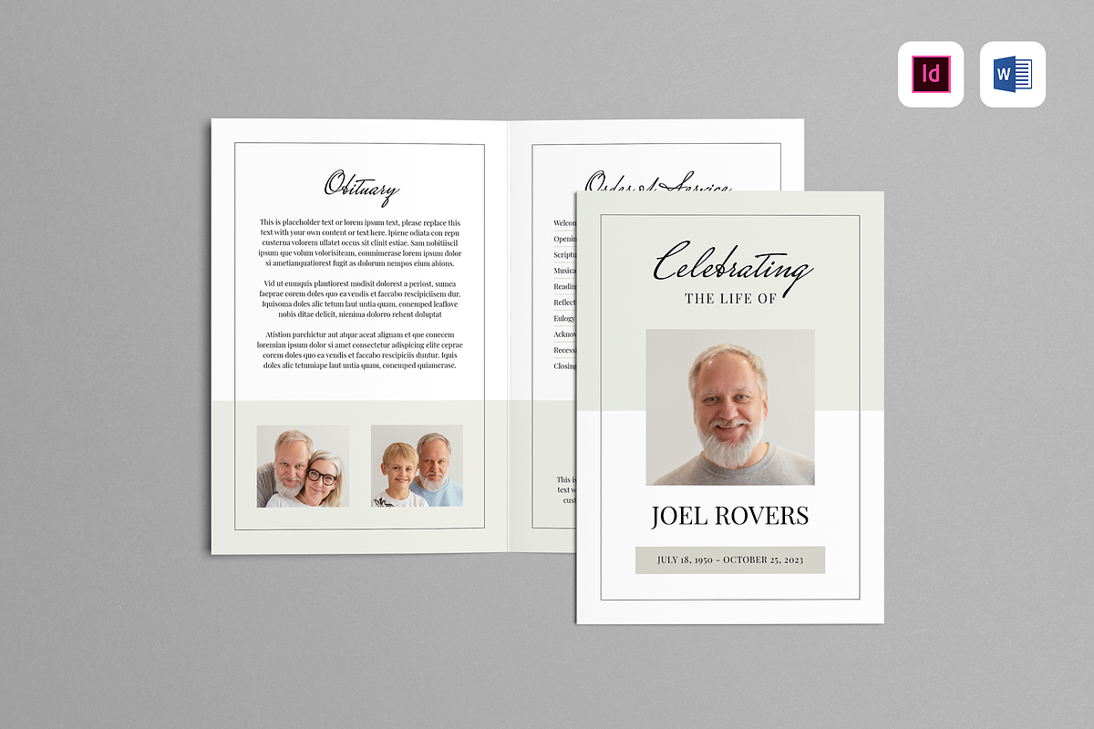 Funeral Program | MS Word & Indesign, a Brochure Template by Leaflove (Photo 1 of 5)