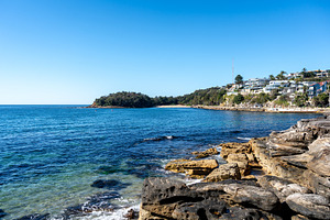 Rocky coastline and blue waters near Manly Beach in Sydney, Aust, a Nature Photo by GoodGoods