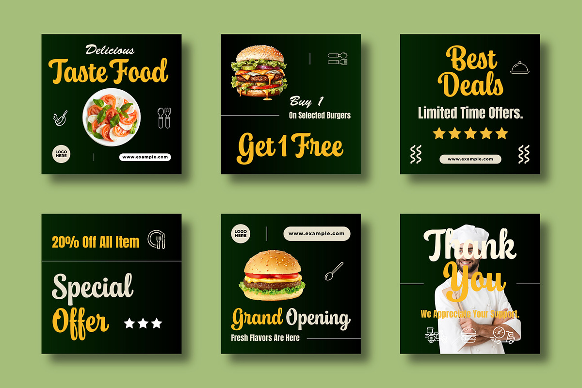 Fast Food Restaurant Social Media, a Social Media Template by MightyDesign (Photo 1 of 8)