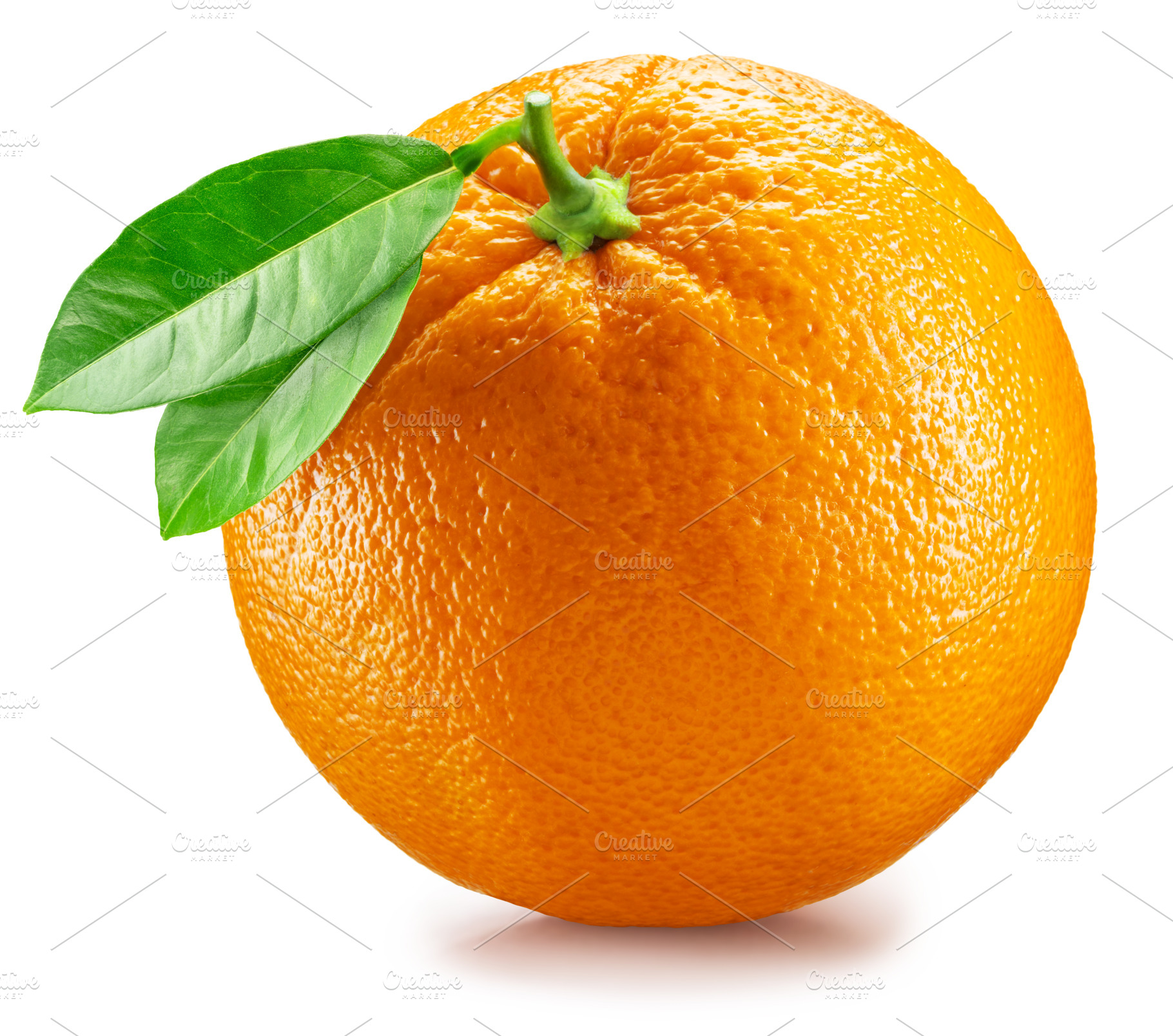 Orange fruit with leaves isolated, a Food & Drink Photo by Volff