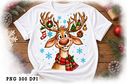Funny Christmas Reindeer PNG, a Seasonal Illustration by Watercolor design (Thumbnail 2 of 3)