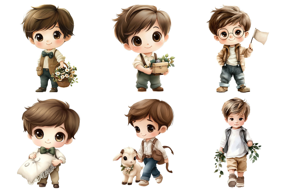 Watercolor Page Boy Clipart, an Illustration by Daily.Designs (Photo 2 of 4)