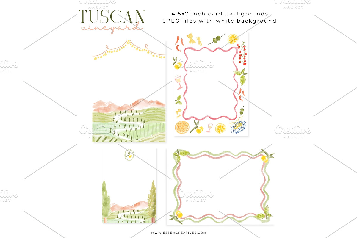 Tuscan Vineyard Whimsical Graphics, a Background Graphic by Essem Creatives (Photo 2 of 7)