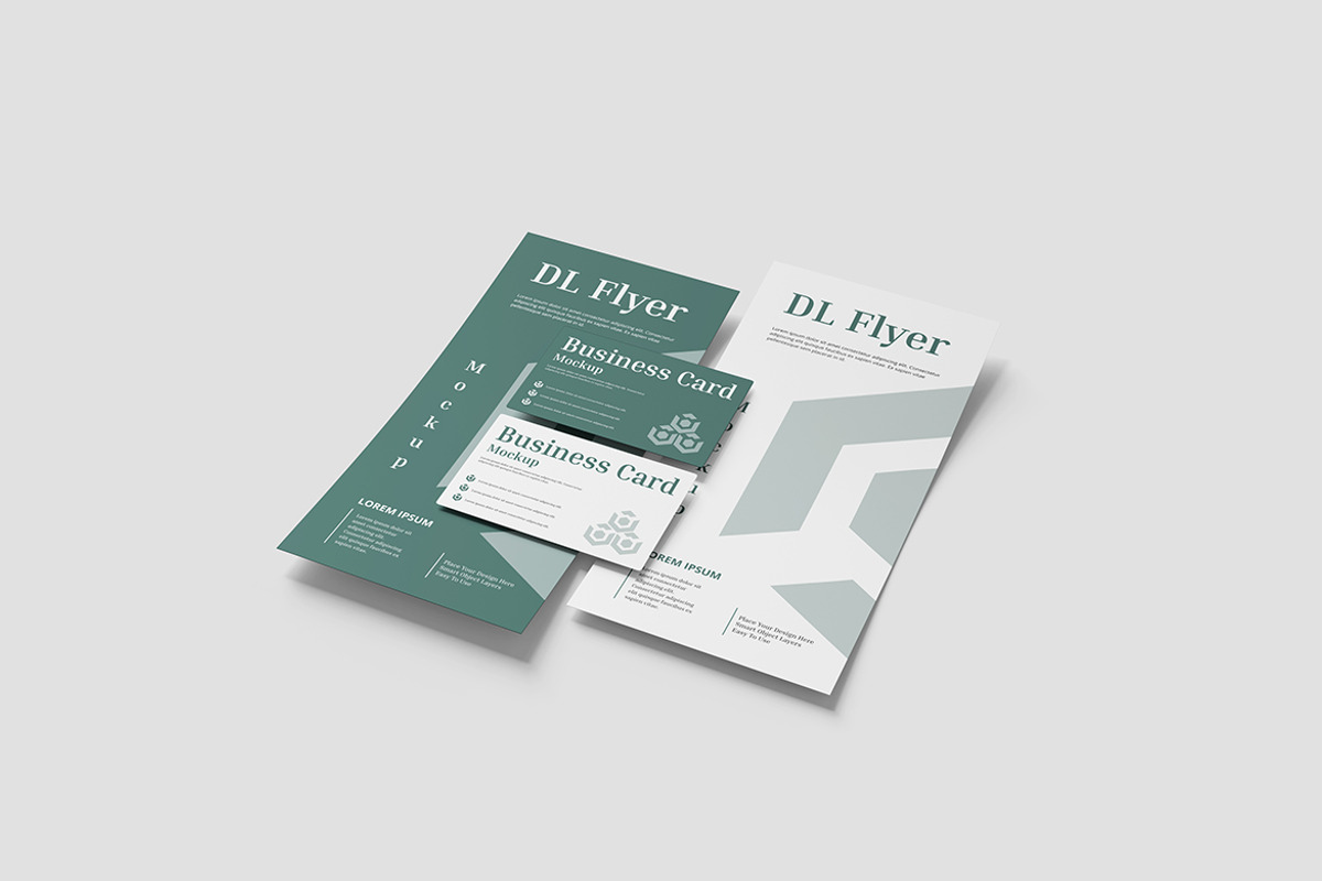 DL Flyer With Business Card Mockup, a Product Mockup by Indah