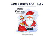 Santa Claus with Tiger., an Animal Illustration by KENO Mascots (Thumbnail 2 of 3)