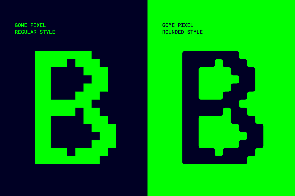Gome Pixel Typeface, a Sans Serif Font by Fitrah Type (Photo 6 of 15)