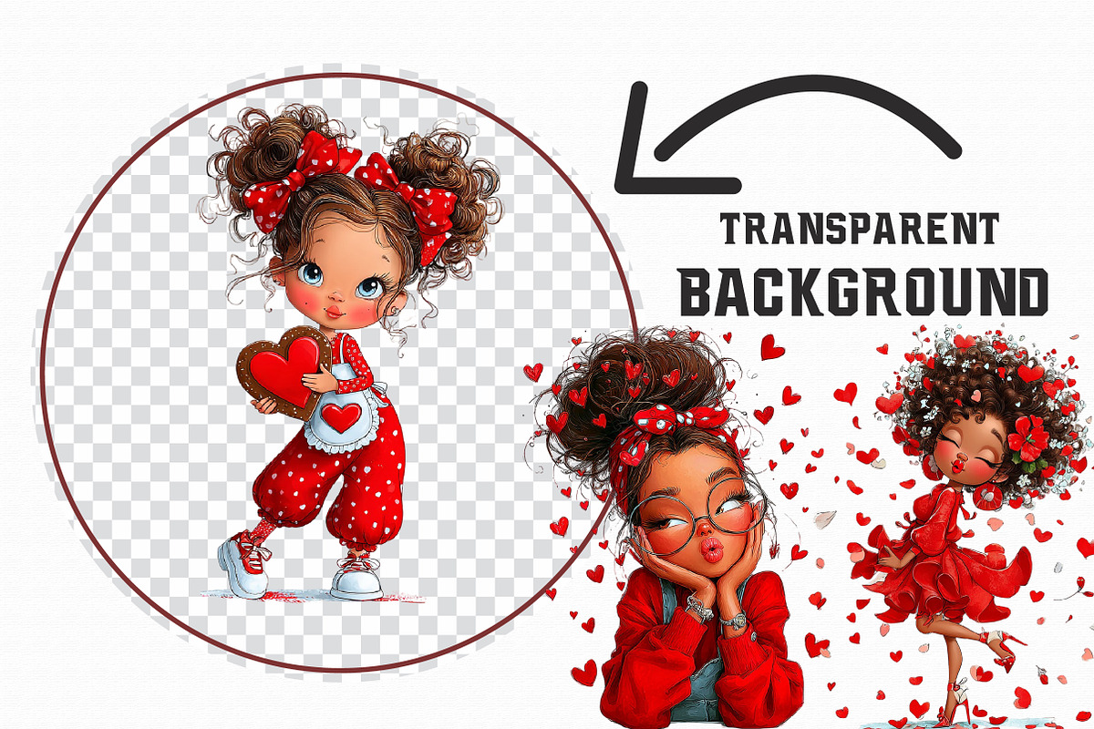 Whimsical Valentine Girl Clipart, an Illustration by Libby Wishes (Photo 5 of 6)