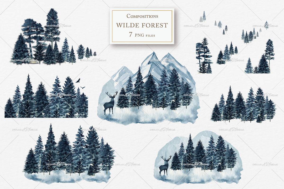 Winter Forest Mountain Gold, an Object Graphic by svetlanaARTdreams (Photo 12 of 16)