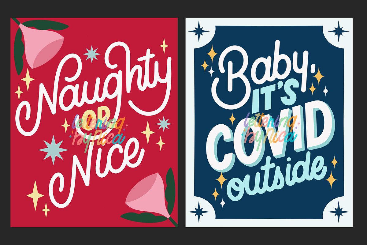 5 Printable Holiday Postcards, a Card Template by letteringbynica (Photo 4 of 4)