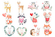 Watercolor Animals Valentine's Clipa, an Illustration by Dream Creation (Thumbnail 5 of 7)