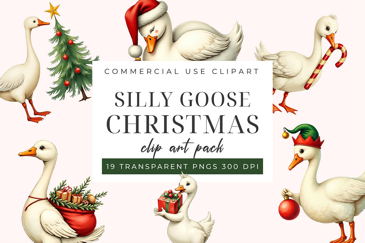 Silly Goose Christmas Clipart PNG, an Object Graphic by Printable Pretty Studio (Photo 1 of 5)