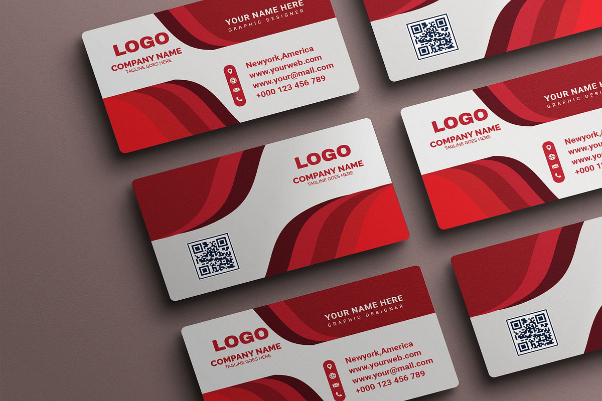 Business Card Red Color Theme EPS, a Business Card Template by Vitoria's Collection (Photo 3 of 4)