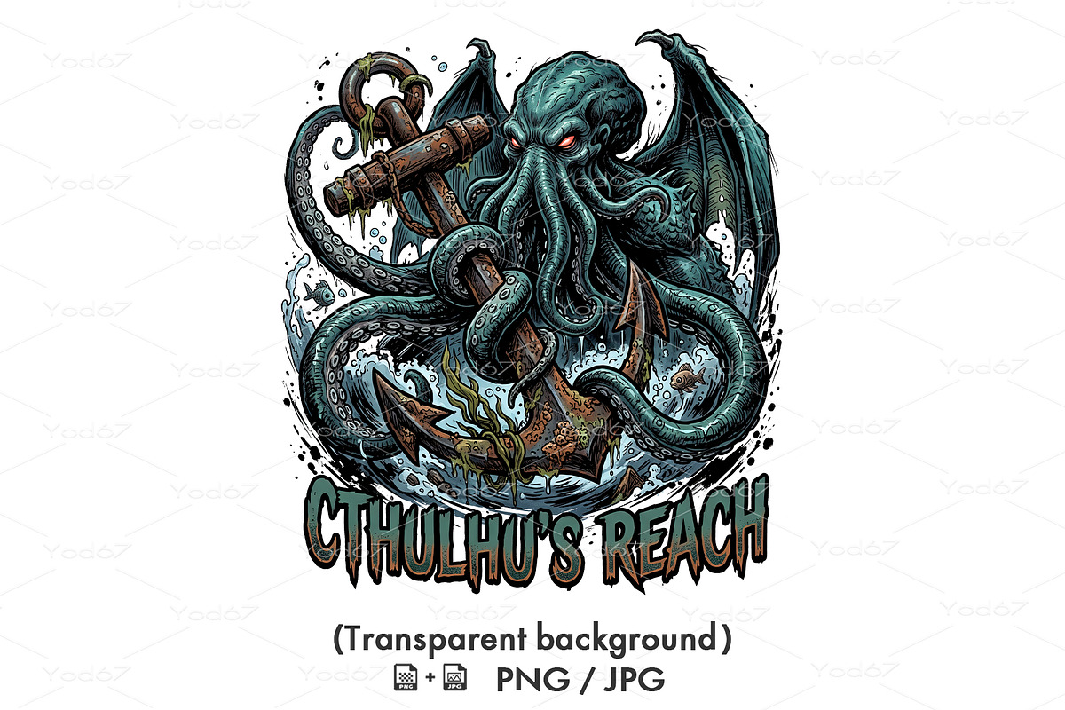 Cthulhu Sea Monster Clipart., an Animal Illustration by yod67 (Photo 1 of 6)