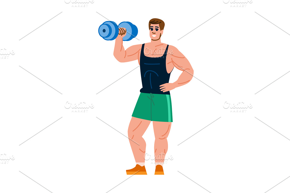 Bodybuilder lifting dumbbell showing, a Sport Illustration by pikepicture