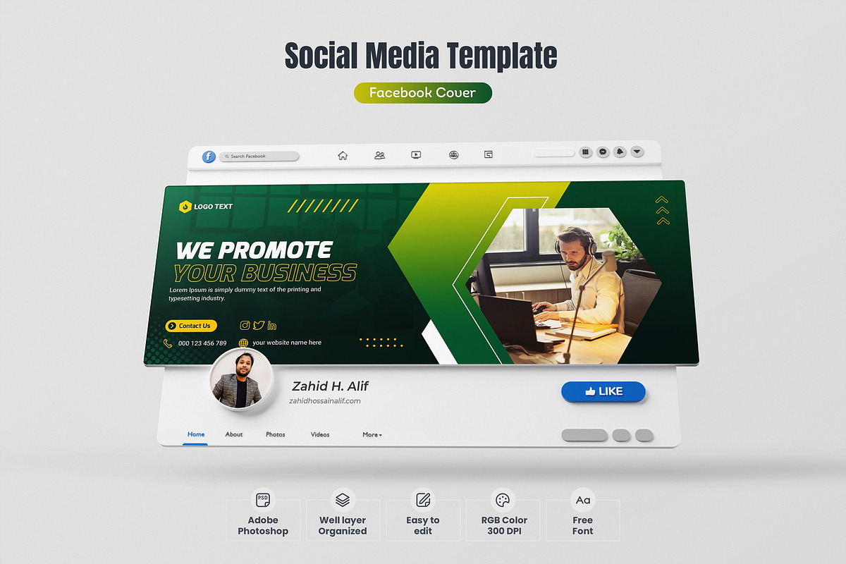 Social Media Facebook Cover Banner, a Social Media Template by zahidhossainalif (Photo 1 of 2)