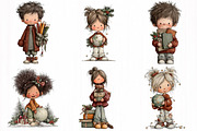 Christmas Cute School Kids Clipart, an Object Illustration by DreamCafeArt (Thumbnail 3 of 6)