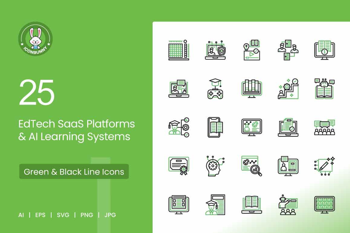25 EdTech & AI Learning Icons., an Outline Icon by IconBunny (Photo 1 of 2)
