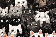 Adorable Cats Cartoon Pattern, a Pattern Graphic by Printable Treasure (Thumbnail 4 of 7)