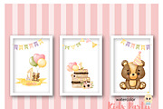 Baby Girl Birthday Party Clipart, an Animal Illustration by Natalya_Mona_Art (Thumbnail 8 of 9)