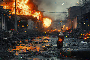 Molotov cocktails thrown amidst flam, a Photo by Iftikhar Alam