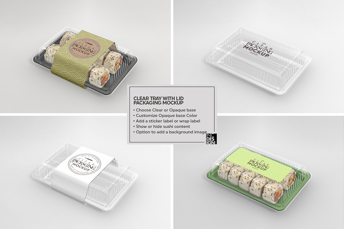 Clear Tray with Lid Packaging Mockup, a Packaging Mockup by INCDesign (Photo 3 of 7)