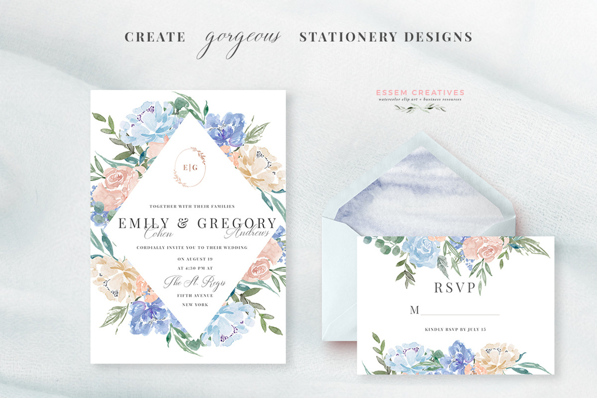 Wedding Watercolor Flowers Graphics, an Illustration by Essem Creatives (Photo 2 of 8)