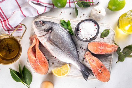 Raw fish cooking background, a Food & Drink Photo by Rimma