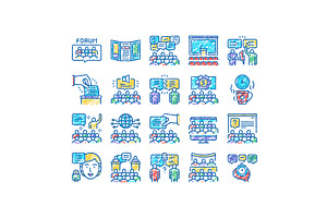 Forum People Meeting set Icons hand, an Object Illustration by pikepicture