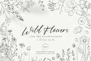 Line Art Wild Flowers Illustrations, a Decorative Illustration by La Petite Line Art (Thumbnail 1 of 12)