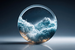 Glass orb with luminous cloudscape, an Abstract Photo by AlyaAnd
