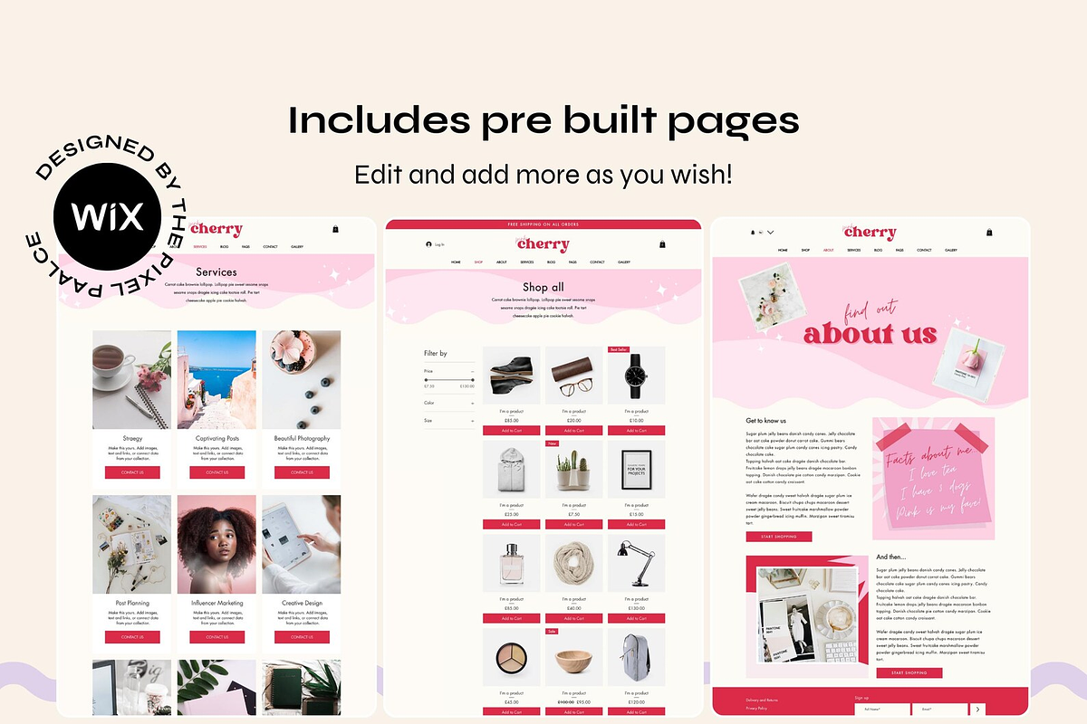Wix Template Pink Cherry, a Wix Template by The Pixel Palace (Photo 4 of 9)