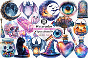 Iridescent Halloween Clipart, an Illustration by Canvas Craft (Thumbnail 1 of 7)
