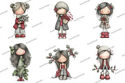 Cute Holly Girl Clipart, an Illustration by DreamArtGraphic (Thumbnail 4 of 5)