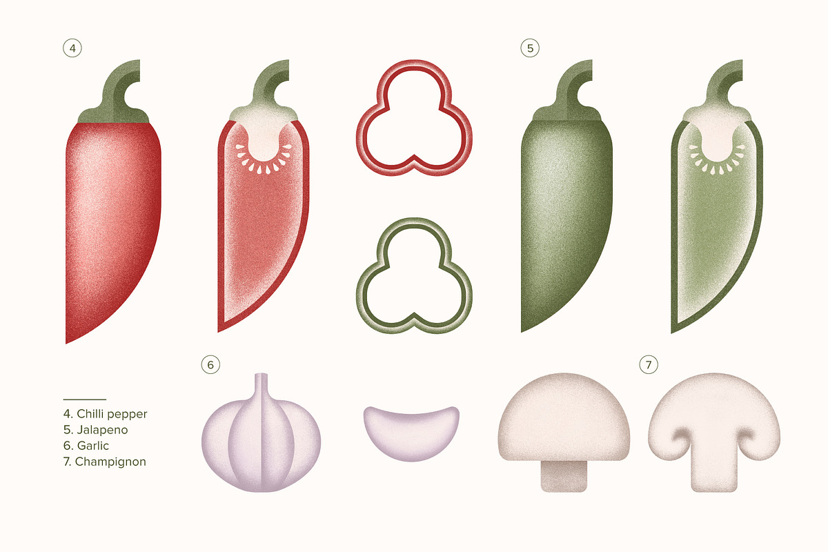 Vegan Illustration Set, a Food Illustration by Paulina Sara Design (Photo 3 of 12)