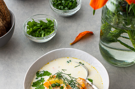Salmon fish soup, a Food & Drink Photo by Pandateam