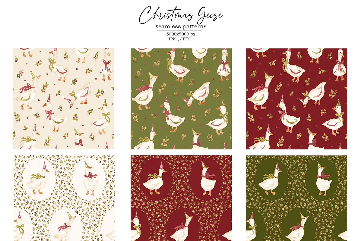 Christmas geese collection, an Animal Illustration by SirenaArt (Photo 6 of 15)