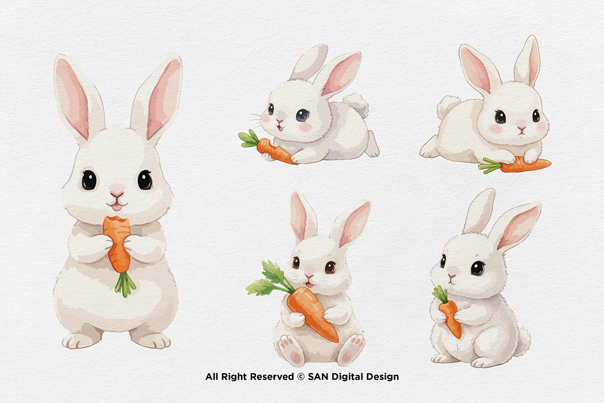 15 Bundle Watercolor White Rabbit, an Animal Illustration by Morspective (Photo 7 of 8)