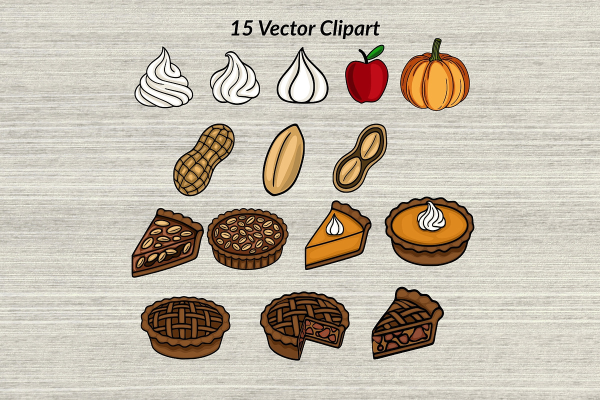 Fall Pies: Patterns & Clipart Set, a Food Illustration by Elatedowl (Photo 4 of 12)