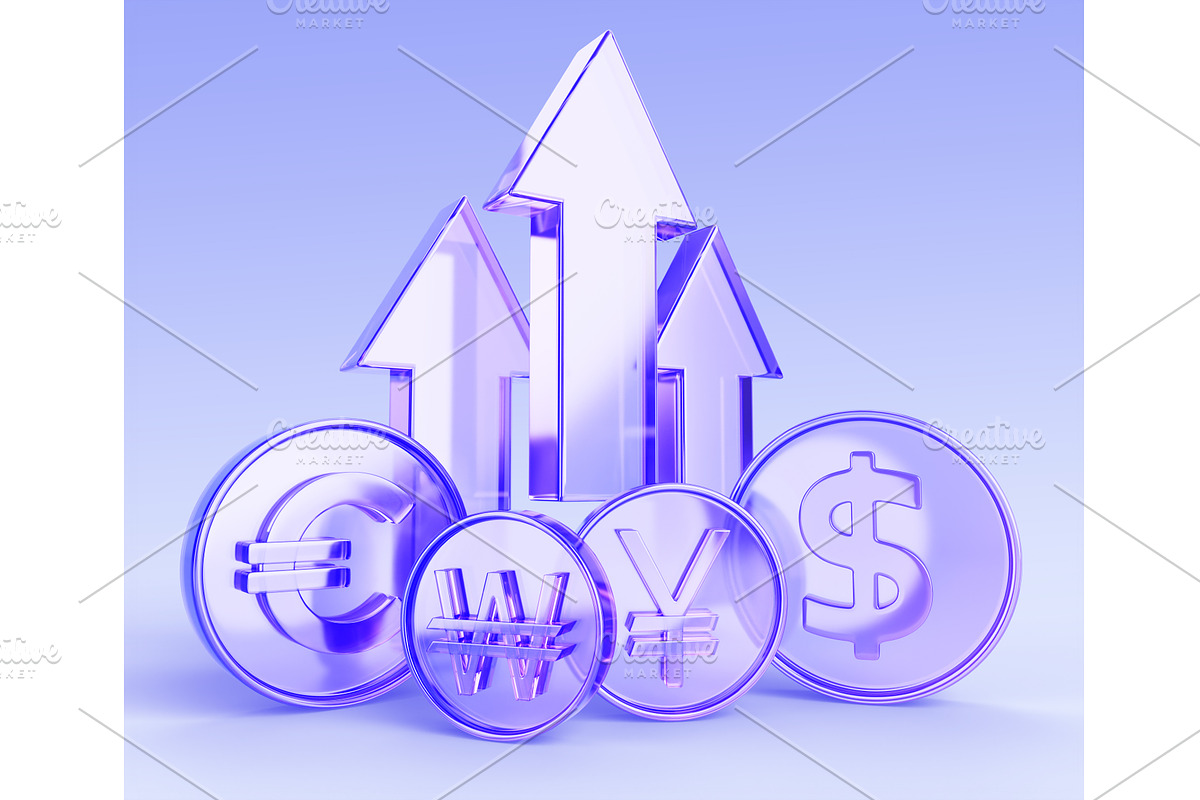 Glass hologram dollar, euro, chinese, a Finance Illustration by Marozhkastudio