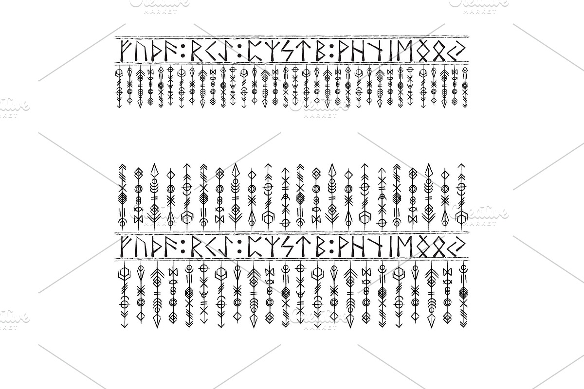 Scandinavian viking grunge lines, an Object Graphic by LongQuattroArt