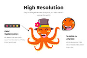 Octopus Cartoon Sticker Set, an Emoji Icon by Vectors Market (Thumbnail 3 of 6)